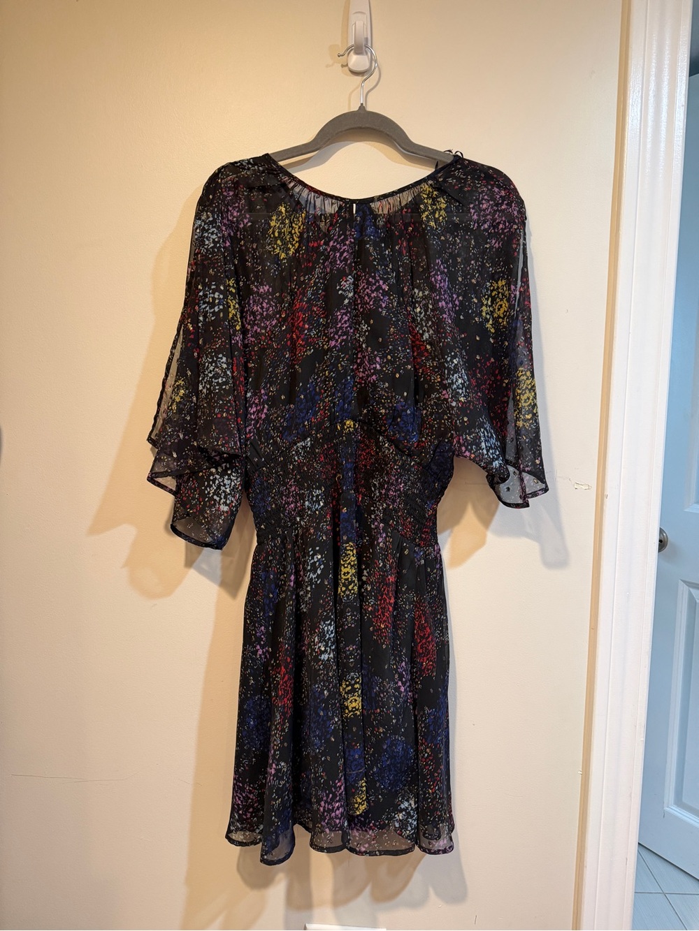 Black Multi-Color Speckled Chiffon Dress